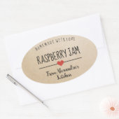 Raspberry jam Kraft papier zelfgemaakt met liefde Ovale Sticker (Envelop)