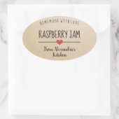 Raspberry jam Kraft papier zelfgemaakt met liefde Ovale Sticker (Tas)