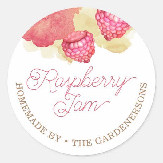 Raspberry Jam Waterverf Classic Round Sticker (Voorkant)