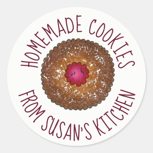 Raspberry Linzer Torte - Aangepersonaliseerd voor  Ronde Sticker (Voorkant)