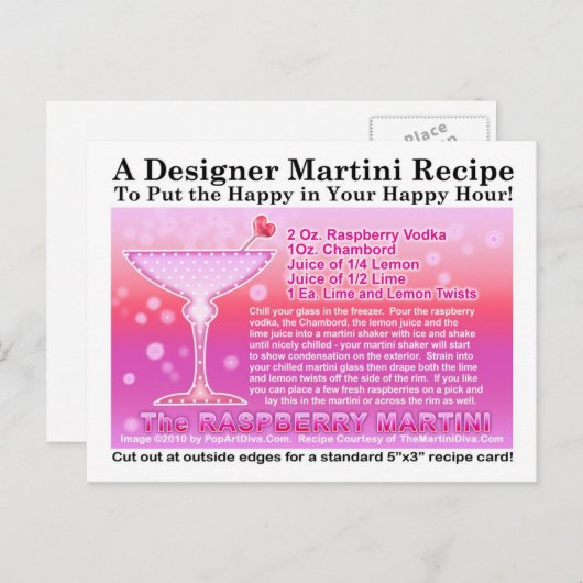 Raspberry Martini Recept Briefkaart (Voorkant / Achterkant)