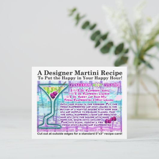 Raspberry Mint Martini Recipe Briefkaart (Staand voorkant)