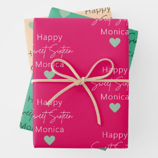 Raspberry, Mint, Sweet 16 gepersonaliseerde verjaa Inpakpapier Vel