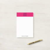 Raspberry, Navy Blauw Griekse sleutel #1 ingelijst Post-it® Notes (Op bureau)
