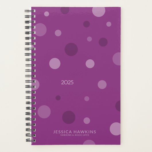 Raspberry Paarse Pop Stippen Jaar Wekelijks Planner (Voorkant)