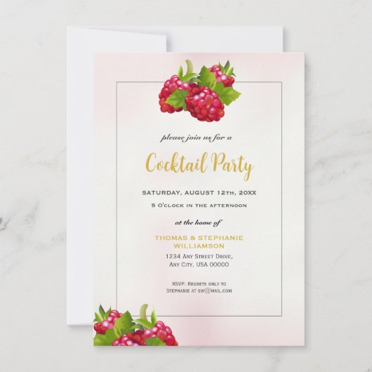 Raspberry Party Uitnodiging (Voorkant)