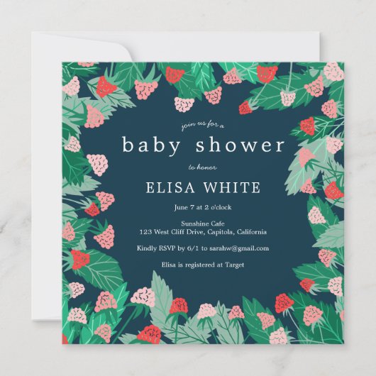 Raspberry Patch Schattige Kleurrijk Custom BABY SH Kaart (Voorkant)