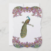 Raspberry Peacock Damask Wedding Invitations Kaart (Achterkant)