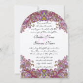 Raspberry Peacock Wedding Invitations Kaart (Voorkant)