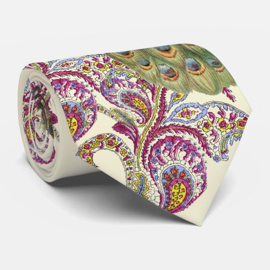 Raspberry Peacock Wedding Stropdas (Opgerold)