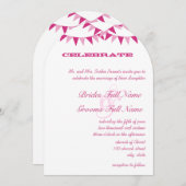 Raspberry Pink Bunting Pennant invitation mariage (Devant / Derrière)