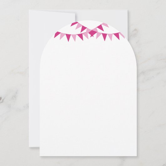 Raspberry Pink Bunting Pennant invitation mariage (Dos)