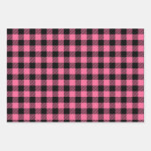  Raspberry Pink en Black Buffalo Plaid Inpakpapier Vel (Voorkant 3)