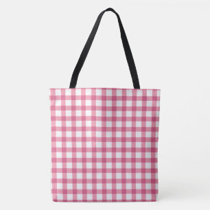 Raspberry Pink Gingham Pset Checked Pattern Draagtas