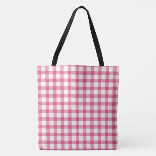 Raspberry Pink Gingham Pset Checked Pattern Draagtas (Voorkant)
