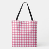 Raspberry Pink Gingham Pset Checked Pattern Draagtas (Achterkant)