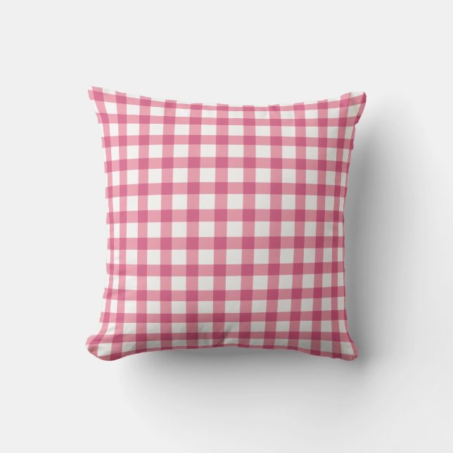 Raspberry Pink Gingham Pset Checked Pattern Kussen (Voorkant)