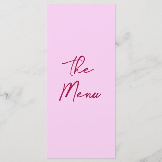 Raspberry Pink Hand Drawn Floral Wedding Menu  (Dos)