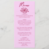 Raspberry Pink Hand Drawn Floral Wedding Menu  (Voorkant)