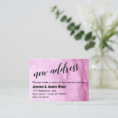 Raspberry Pink Ombre Waterverf Nieuw adres Kaart Visitekaartje (Staand voorkant)
