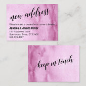 Raspberry Pink Ombre Waterverf Nieuw adres Kaart Visitekaartje (Voorkant / Achterkant)