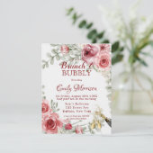 Raspberry Pink Peony Champagne Brunch & Bubble Inv Kaart (Staand voorkant)