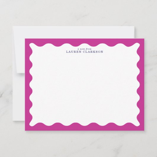 Raspberry Pink Wavy Frame Note Card Kaart (Voorkant)