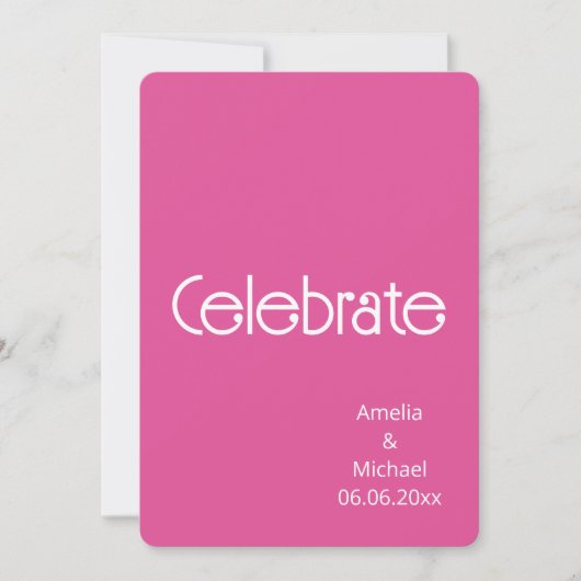 Raspberry Pink & White Modern Wedding Invitation (Devant)