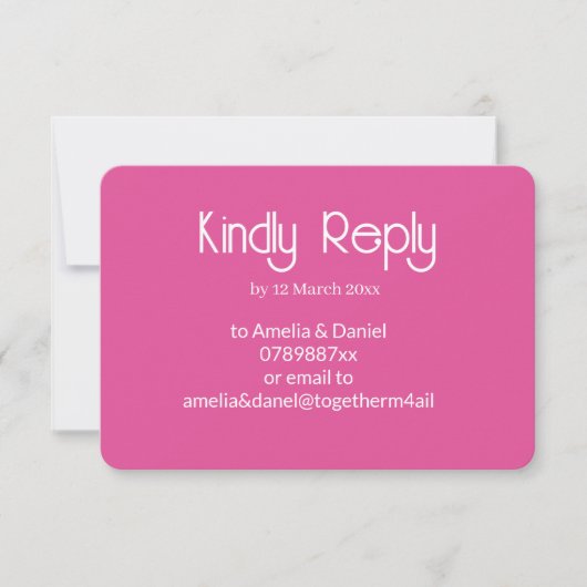 Raspberry Pink & White Wedding RSVP Card (Devant)