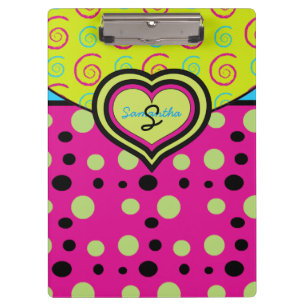 Raspberry Polka Dots and Swirls Custom Cliboard Klembord