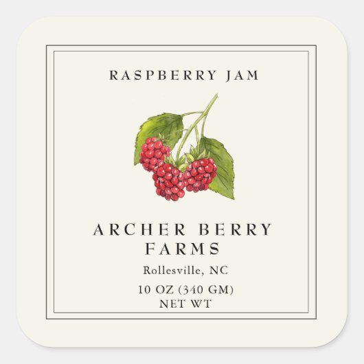  Raspberry Preserve Simple Jam Jar Label (Voorkant)