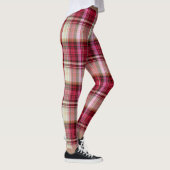 Raspberry roze crème & Red Large Tartan Pset Leggings (Rechts)