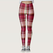 Raspberry roze crème & Red Large Tartan Pset Leggings (Voorkant)