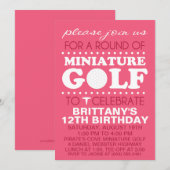 Raspberry roze T-shirt Time Miniature Golf Birthda Kaart (Voorkant / Achterkant)