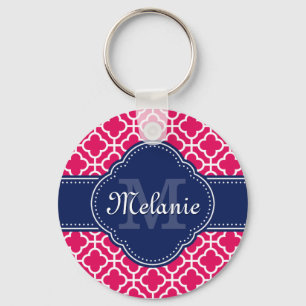 Raspberry roze Whocton marinemonogram Marokkaans P Sleutelhanger