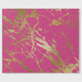 Raspberry Rubin Pink Gold Marble Shiny Glam Cadeaupapier (Vlak)
