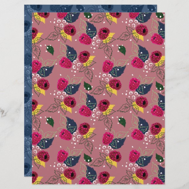 Raspberry Scrapbook Paper (Voorkant / Achterkant)