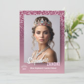 Raspberry Sparkle Pageant Handtekening Kaart | QR- (Staand voorkant)