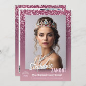 Raspberry Sparkle Pageant Handtekening Kaart | QR- (Voorkant / Achterkant)
