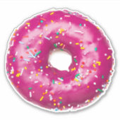 Raspberry Sprinkles Donut Vinyl Sticker (Voorkant)