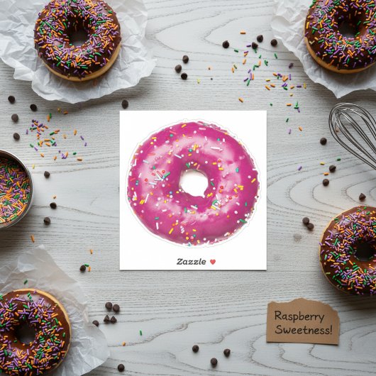Raspberry Sprinkles Donut Vinyl Sticker