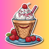 Raspberry Sundae Waterdicht Sticker