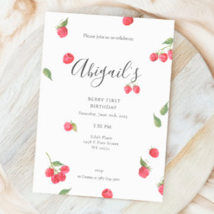 Raspberry Sweet Berry eerste verjaardag Kaart