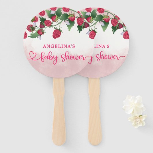 Raspberry Sweet Waterverf Meisje Baby shower Handwaaier (Voorkant en achterkant)