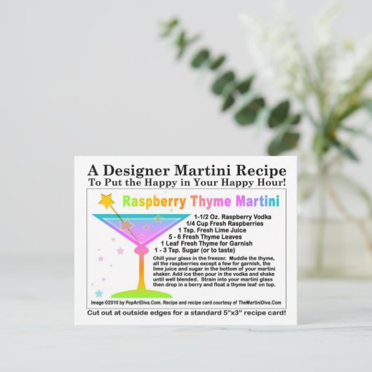 Raspberry Thyme Martini Recept Briefkaart (Staand voorkant)