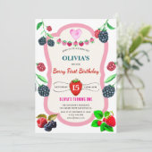 Raspberry verjaardagsfeestje uitnodiging (Staand voorkant)