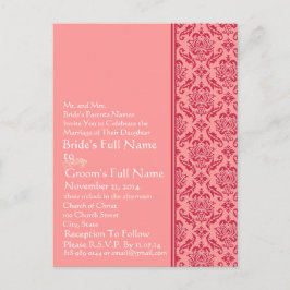 Raspberry & White Damask Wedding Invitation Uitnodiging Briefkaart