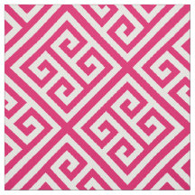 Raspberry White Med Greek Key Diag T Pattern #1