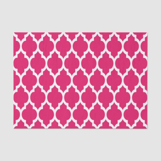 Raspberry White Moroccan Quatrefoil Pattern #4 Tissuepapier (Voorkant)
