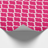 Raspberry White Moroccan Quatrefoil Pattern #5 Cadeaupapier (Hoek)